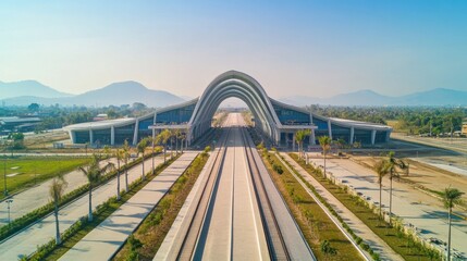 Fototapeta premium Aerial View of New Lao-China Railway Station