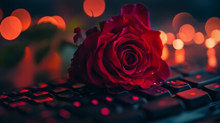 Close-Up Shot of a Rose Lying on Black Surface With Delicate Petals and Soft Lighting