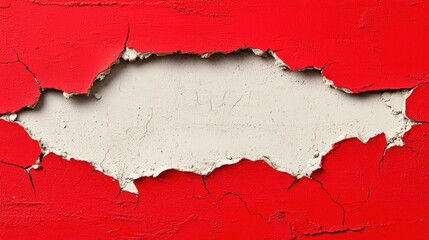 Obraz premium Cracked Red Wall With Exposed Plaster Background and Textured Surface