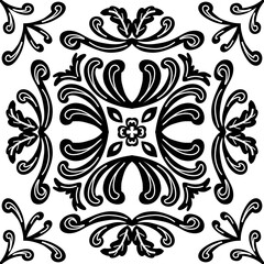 Fototapeta premium Batik collections in black and white, seamless pattern