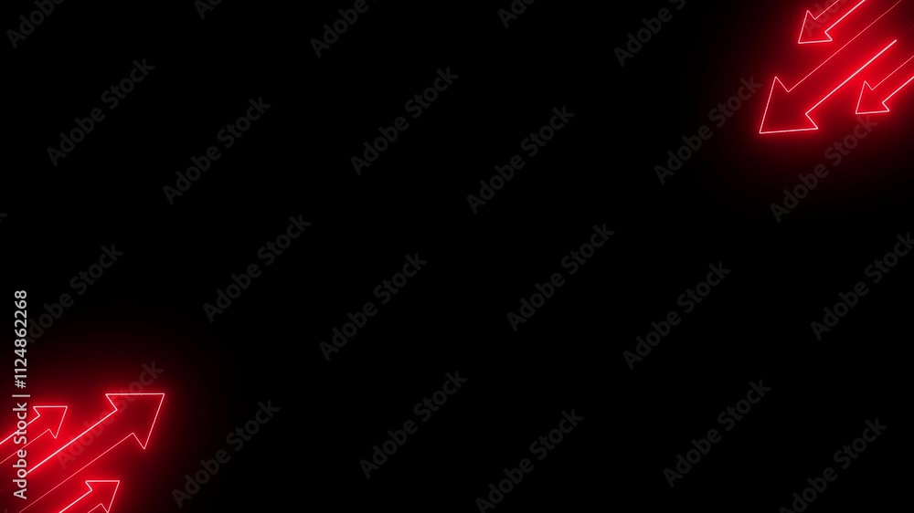Poster abstract neon arrow icon. outline fork arrow icon, with editable stroke. split arrow sign. two way p