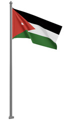 ヨルダンハシェミット王国のはためく国旗の3Dイラスト(正面)