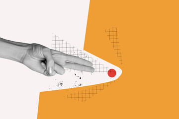 Composite trend artwork 3D sketch image photo collage of copyspace element fragment body hand hold...