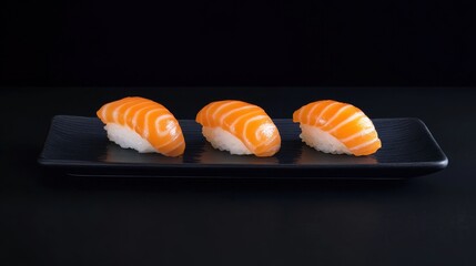 Artfully Arranged Salmon Sushi on Plate