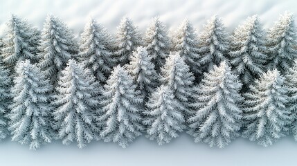 Obraz premium Frosty Winter Forest with Snow-Covered Pine Trees in a Serene Winter Landscape