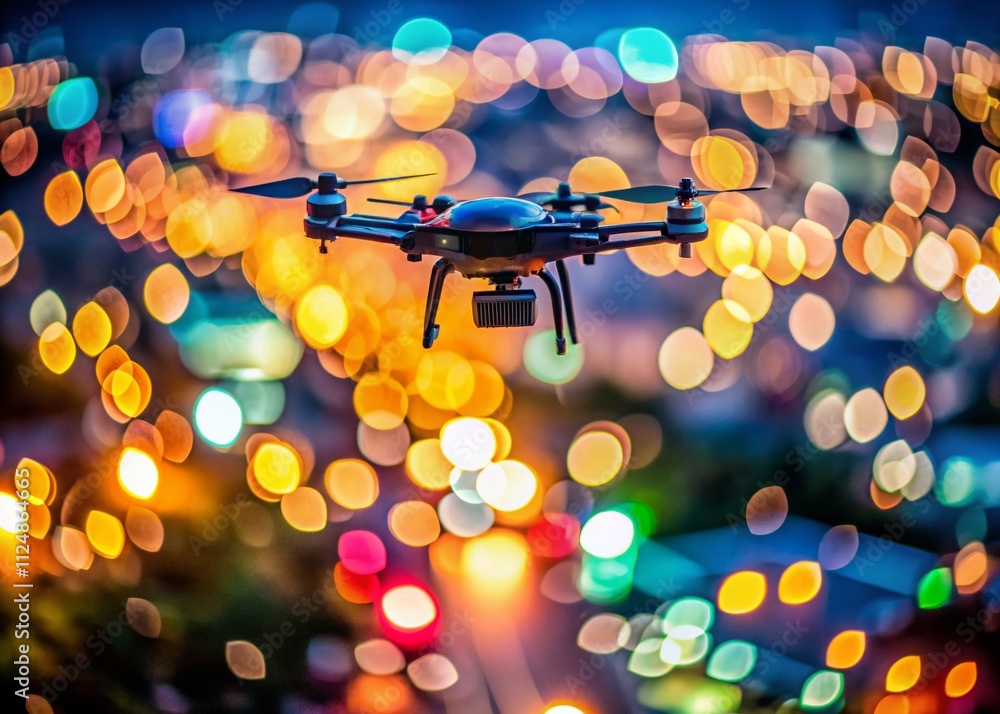 Poster captivating drone photography of blurred abstract background featuring bokeh lights and textures for