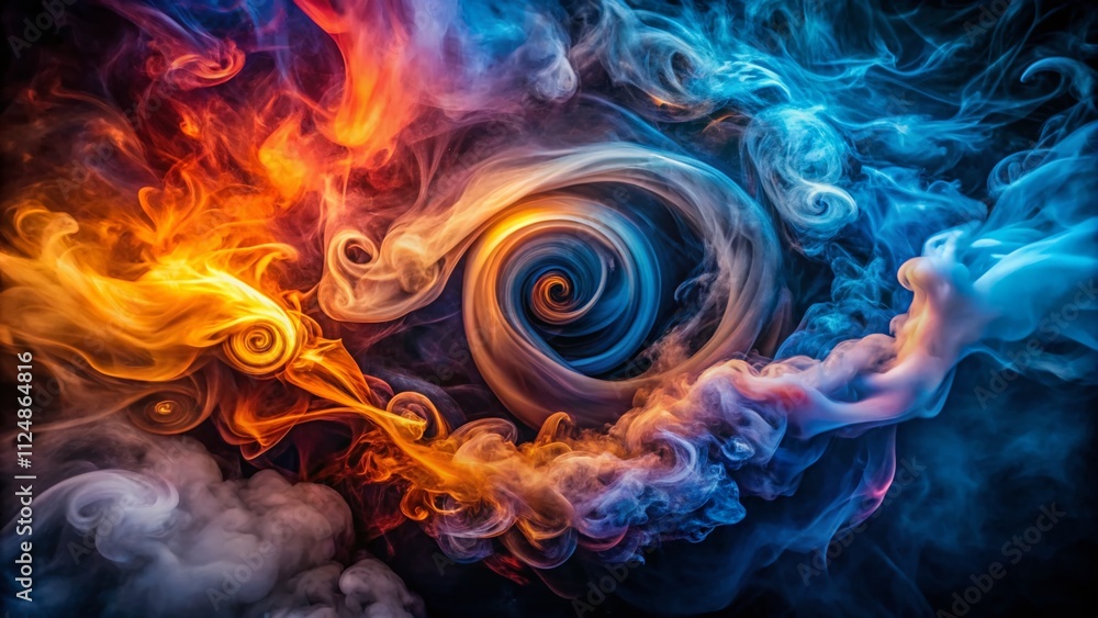 Poster captivating drone photography of dynamic smoke swirls against a dark and mysterious background creat