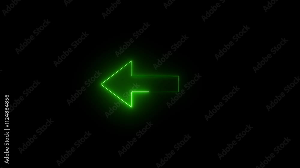 Poster glowing neon line arrow with glowing neon animation on neon arrow icon animation background