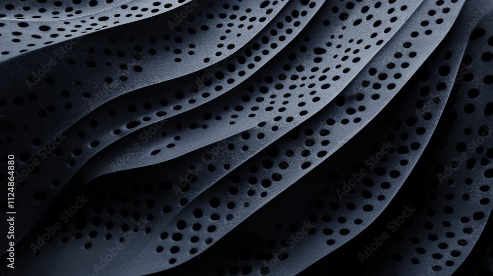Aufkleber Abstract dark wavy surface with holes creating intriguing pattern