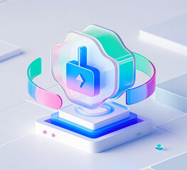 Fototapeta premium 3D Upload and Download Icons Pastel Illustration