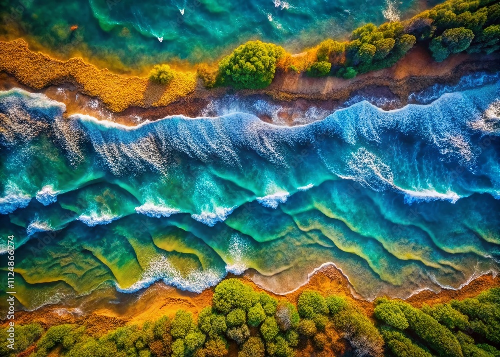 Poster captivating drone photography showcasing the illusion of depth with wavy patterns in a stunning abst
