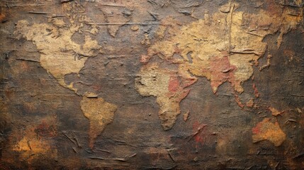Fototapeta premium An old and weathered map, revealing the historical geography of a bygone era. Concept of historical cartography