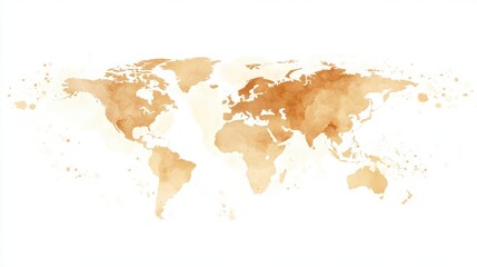 Watercolor World Map on Minimalistic Background