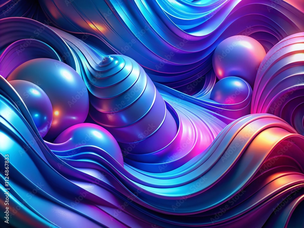 Poster captivating fashion photography with dynamic 3d background featuring flowing abstract shapes and vib
