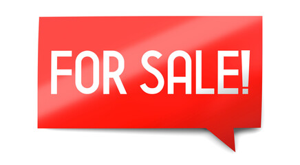 For sale - speech bubble - 3D illustration