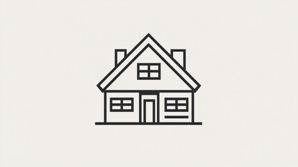 Simple line drawing of a house with a gable roof and windows