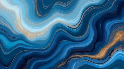 Fototapeta premium luxury wallpaper. Blue marble and gold abstract background texture. Indigo ocean blue marbling with natural luxury style swirls of marble and gold powder. 