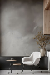 Aesthetic elegant minimalist modern interior design. Clear mock up empty wall for decoration in the apartment. Copy space in the room. Neutral palette of natural colors.