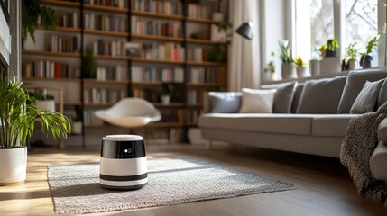 Precise robotic systems working collaboratively Modern home robot polishing wooden floors in a living room
Massive high-tech manufacturing facility with automated production lines