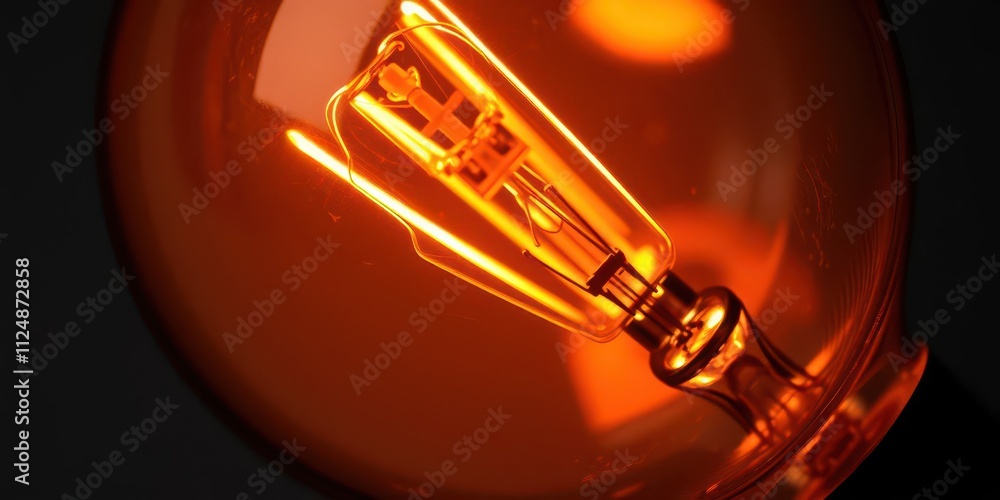 Poster engraved intricate design on a light bulb, creating a beautiful and unique pattern, close-up, lighti