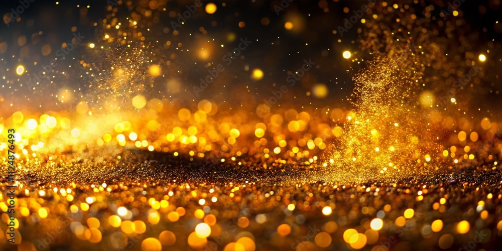 Poster captivating golden dust texture over a dark background with a rule of thirds composition for artisti