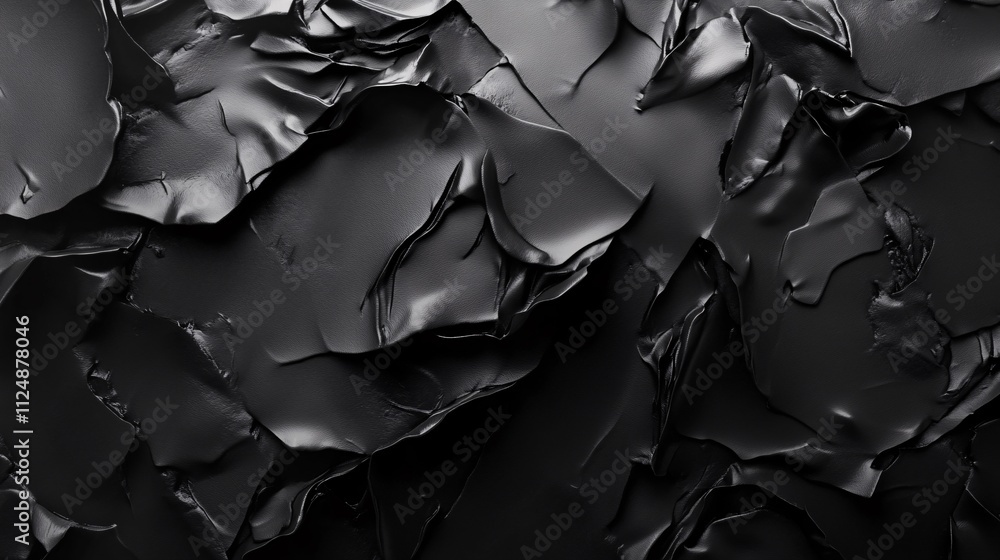 Poster Abstract black texture background with irregular shapes creating dramatic effect