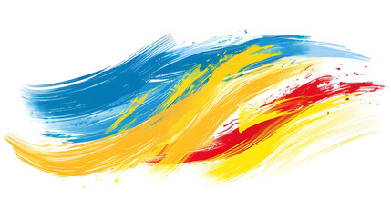 Abstract colorful paint strokes, blue, yellow, red, design element.