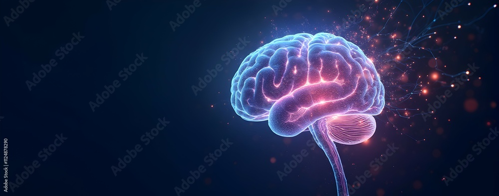Poster illuminated mind: a mesmerizing 3d rendering of the human brain, showcasing its intricate network an
