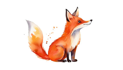 Obraz premium Adorable Watercolor Fox Wildlife Illustration Cute Animal Forest Creature Nature Design