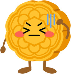 Sad Cartoon mooncake icon
