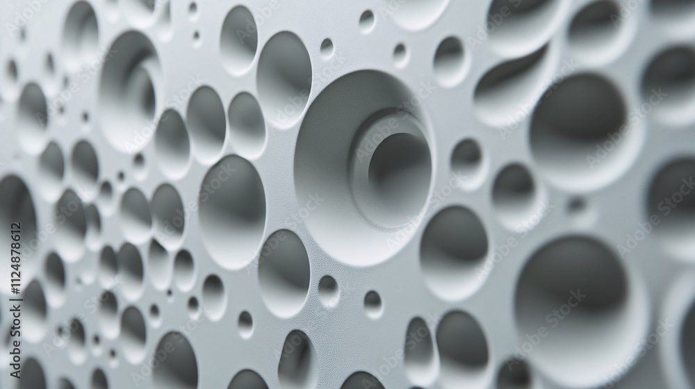 Leinwandbilder Abstract white porous surface with varying hole sizes creating intriguing pattern