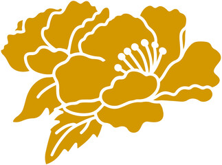 Chinese Peony flower Silhouette  
