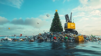 Obraz premium Robots using underwater tools to free a spa Robots using mechanical tools to untangle a Robots stringing lights on a tall Christmas