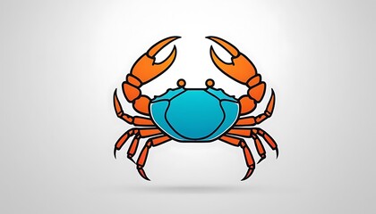 Crab Orange Crab Silhouette on Beige Zigzag Pattern Design a modern minimalistic crab logo icon ,