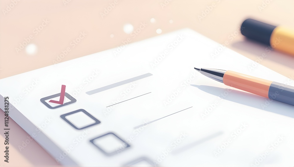 Poster complete your tasks efficiently! checklist and pen ready for action. organization and productivity a