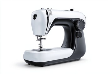 A cutting-edge sewing machine with a streamlined design and versatile functions, isolated on a white background, showcasing its advanced sewing capabilities