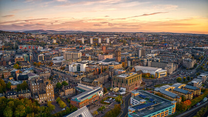 Aerial View of Dundee, Scotland, United Kingdom in Autumn