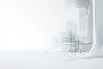 Minimalistic sketch of modern building, white space