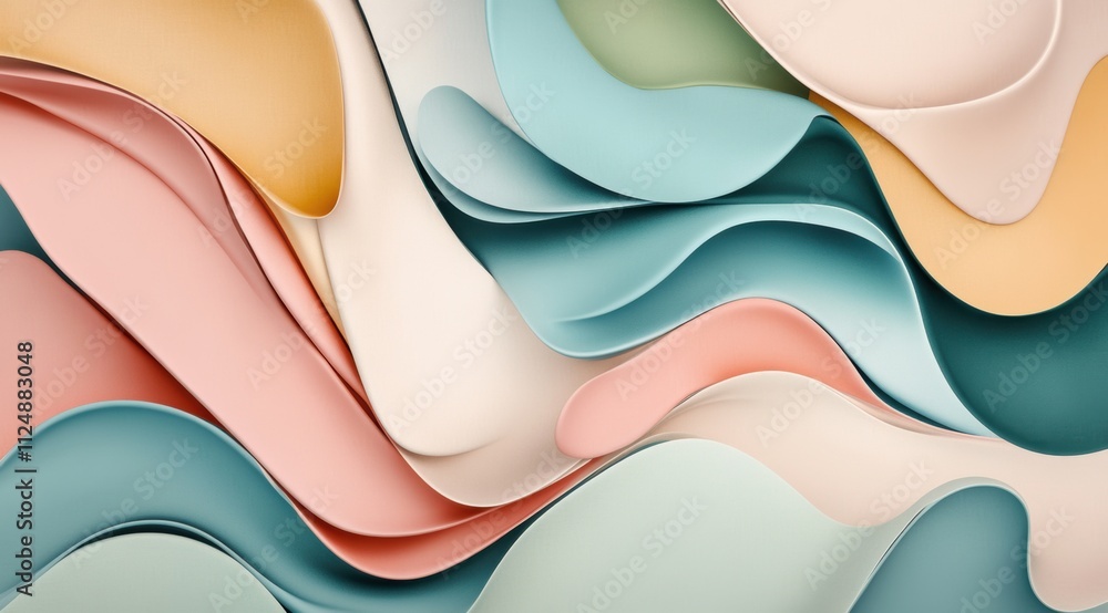 Aufkleber abstract background with colorful shapes, soft and flowing curves, reminiscent of liquid forms, crea