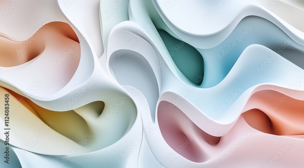 Poster abstract background with colorful shapes, soft and flowing curves, reminiscent of liquid forms, crea