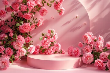 Vibrant pink roses in a dreamy setting