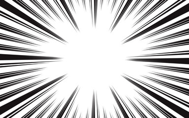 Obraz premium Fast speed lines on white background. Anime comic speed line movement effect. Vector illustration.