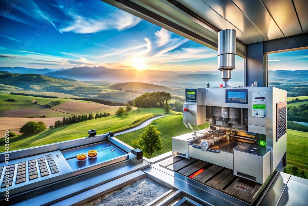 Aufkleber captivating landscape photography of a modern cnc machine with multiaxis control system in an indust