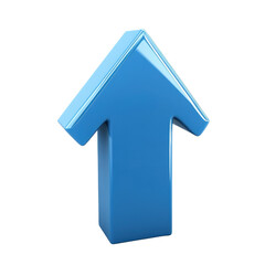 Glossy Blue Arrow Pointing Upward on a Transparent Background