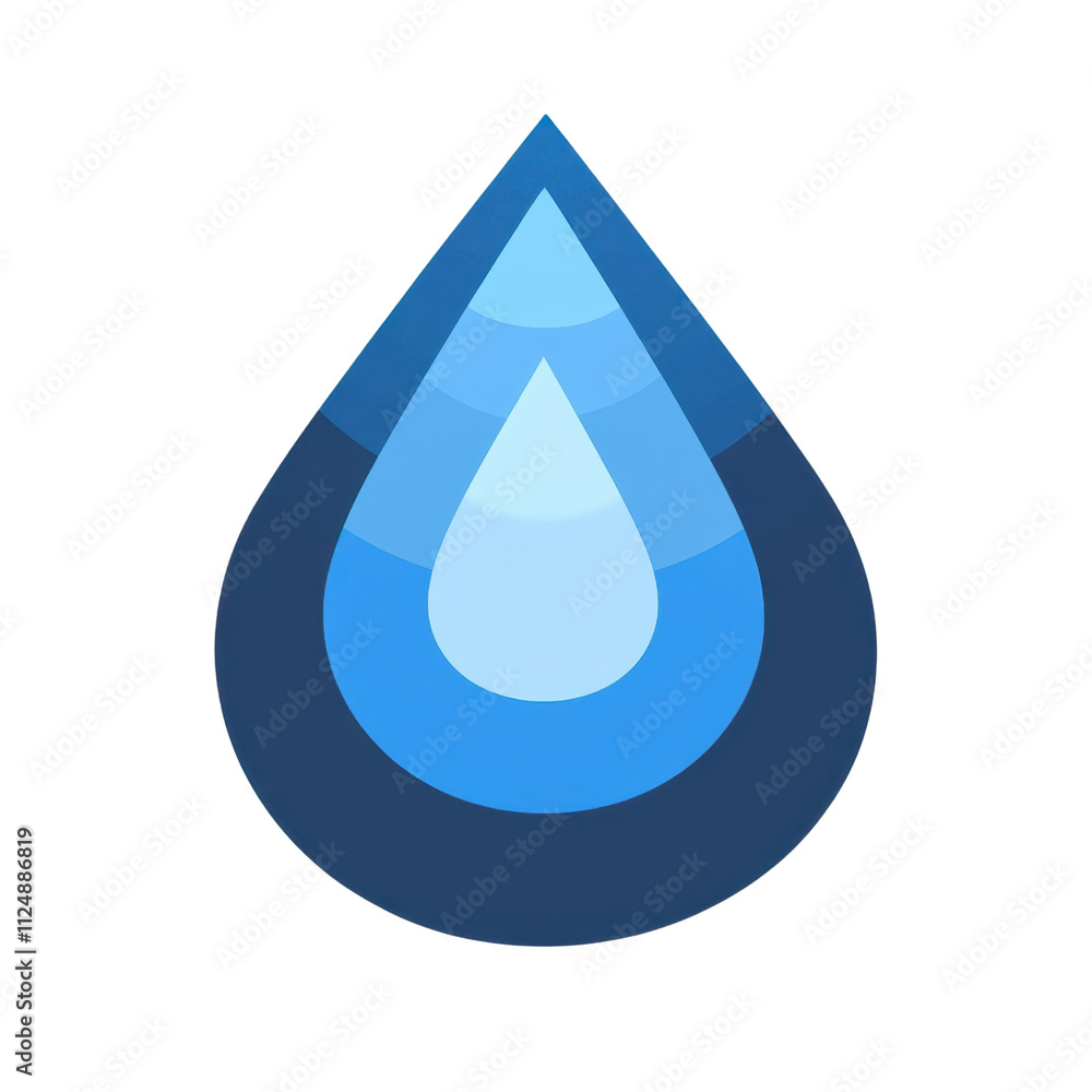 Poster blue water drop icon with layered design and gradient effect