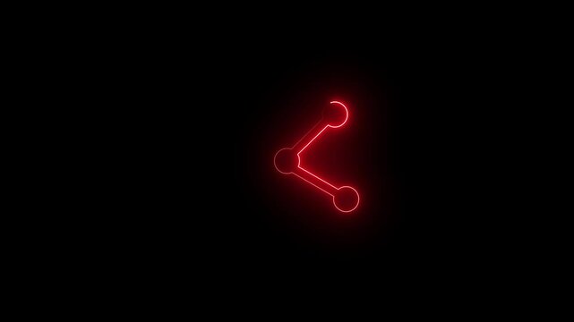 Neon line hare sharing icon. Social Networking Service symbol consisting of three connected circles forming a triangular shape.