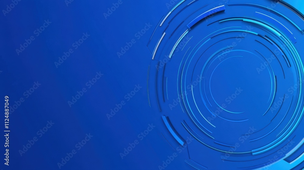 Poster abstract blue background with circular patterns and dynamic lines design