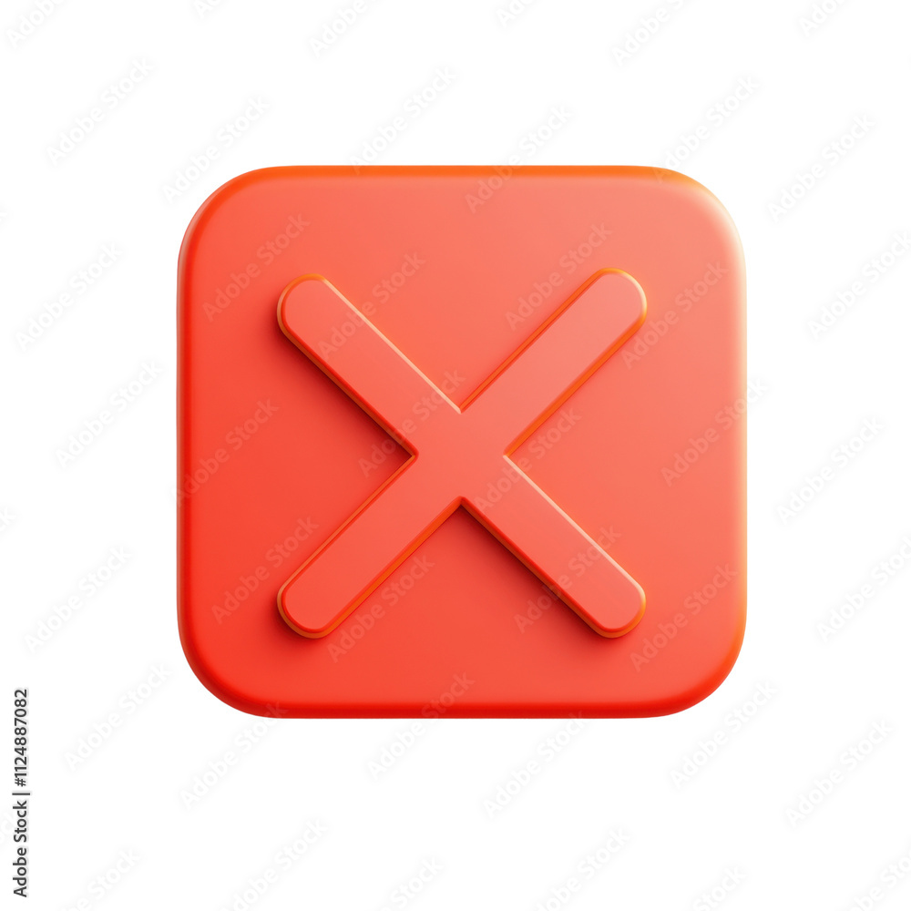 Aufkleber bright red close button on a glossy square background