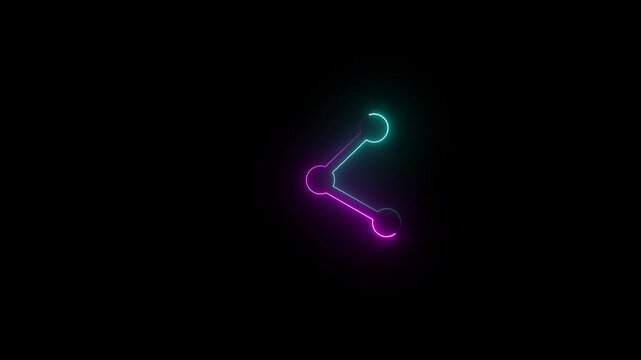 Neon line hare sharing icon. Social Networking Service symbol consisting of three connected circles forming a triangular shape.