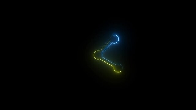 Neon line hare sharing icon. Social Networking Service symbol consisting of three connected circles forming a triangular shape.